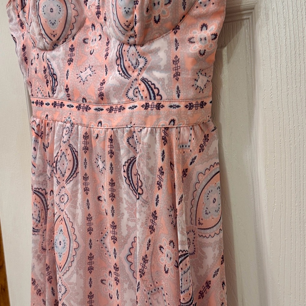 American Eagle Pink Patterned Spaghetti Strap Dre… - image 3